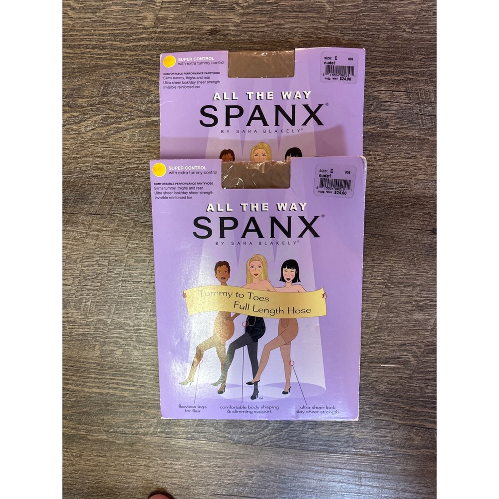 Spanx All The Way Pantyhose Women Size E Nude 1 NEW 2 Pack Super Control Hose - Picture 6 of 6